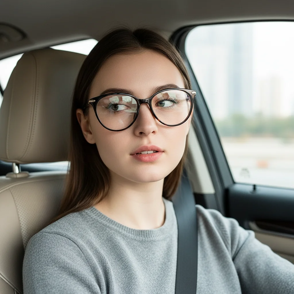 Vintage Cat-Eye-Sonnenbrille mit Blaulichtfilter und flachen Gläsern - Modisch für Autofahrer, Modell 8024