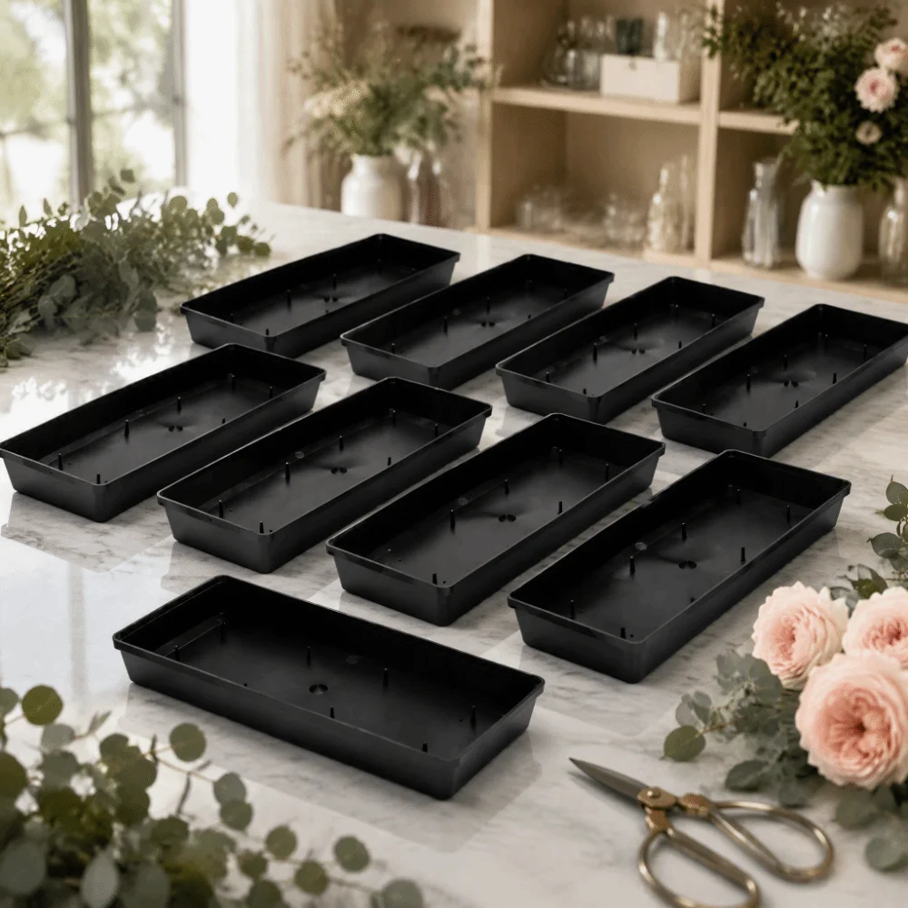 10PCS Plastic Floral Arrangement Tray Black Rectangular Flower Arrangement Bowl Reusable Lightweight Floral Foam Tray