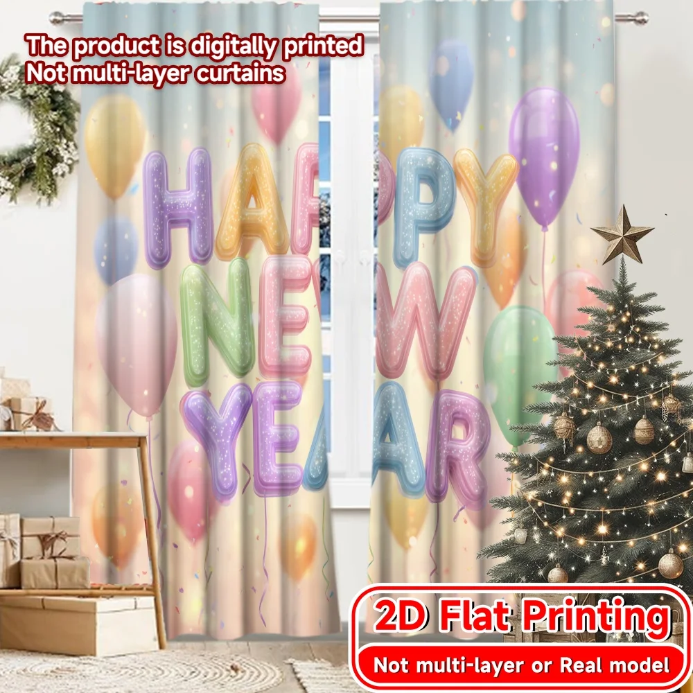 2D Flat Printing,2pcs 2025 Celebration Popular Curtains Prints Light Filtering Curtains Decorations For Home Perfect for