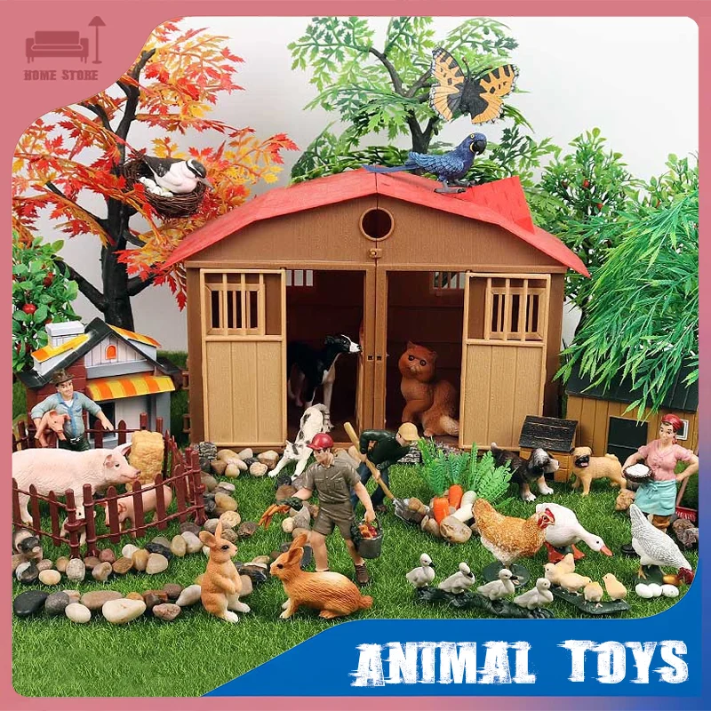 ミニチュア動物セット野生海洋生物農場恐竜かわいい置物教育アクションフィギュアデスクトップ装飾男の子の誕生日ギフト