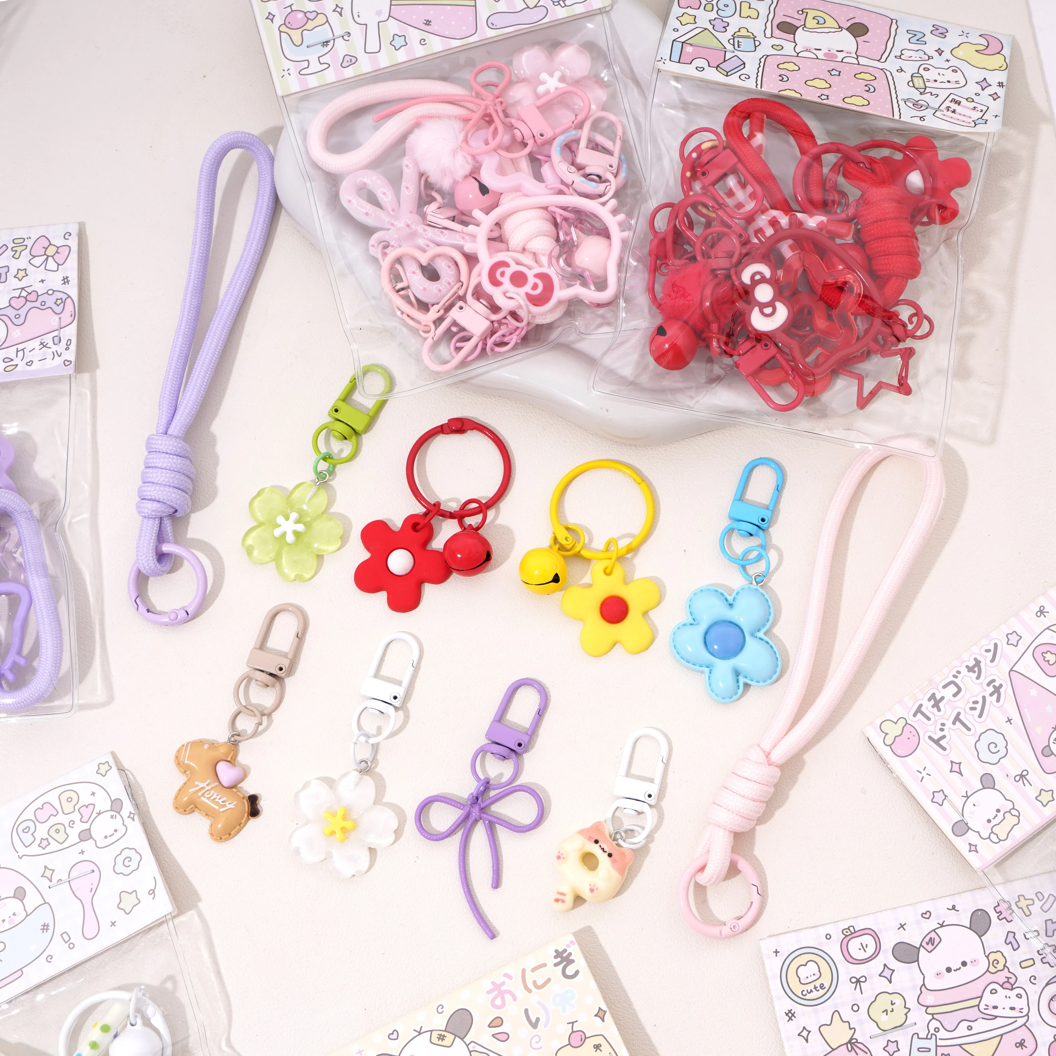 15pcs Mixed Styles Keychains With Lobster Clasps Key Rings for DIY Perler Bead Charms Bag Pendants Craft Jewelry Making Supplies