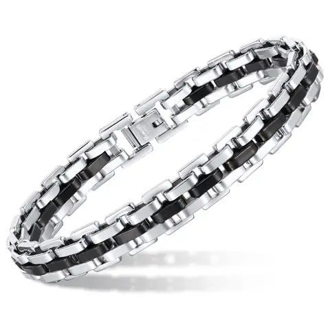 Stylish Strap Chain Boys Men Bracelets Stainless Steel Links Wristband, Father's Day Dad for birthday christmas Gift Jewelry