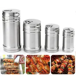 JJYY Salt and Sugar Shaker Swivel Lid Multifunctional Stainless Steel Kitchen Gadget Spice Pepper Blender Spice Jar