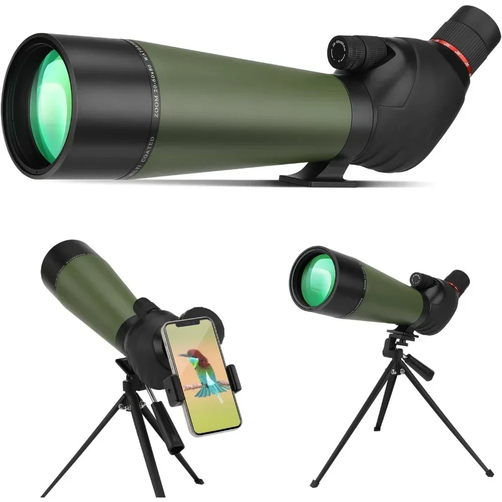 

39-19m/1000m Spotting Scopes with Tripod, FMC Lens, BAK4 45 Degree Angled Eyepiece, Fogproof Scope with Phone Adapter