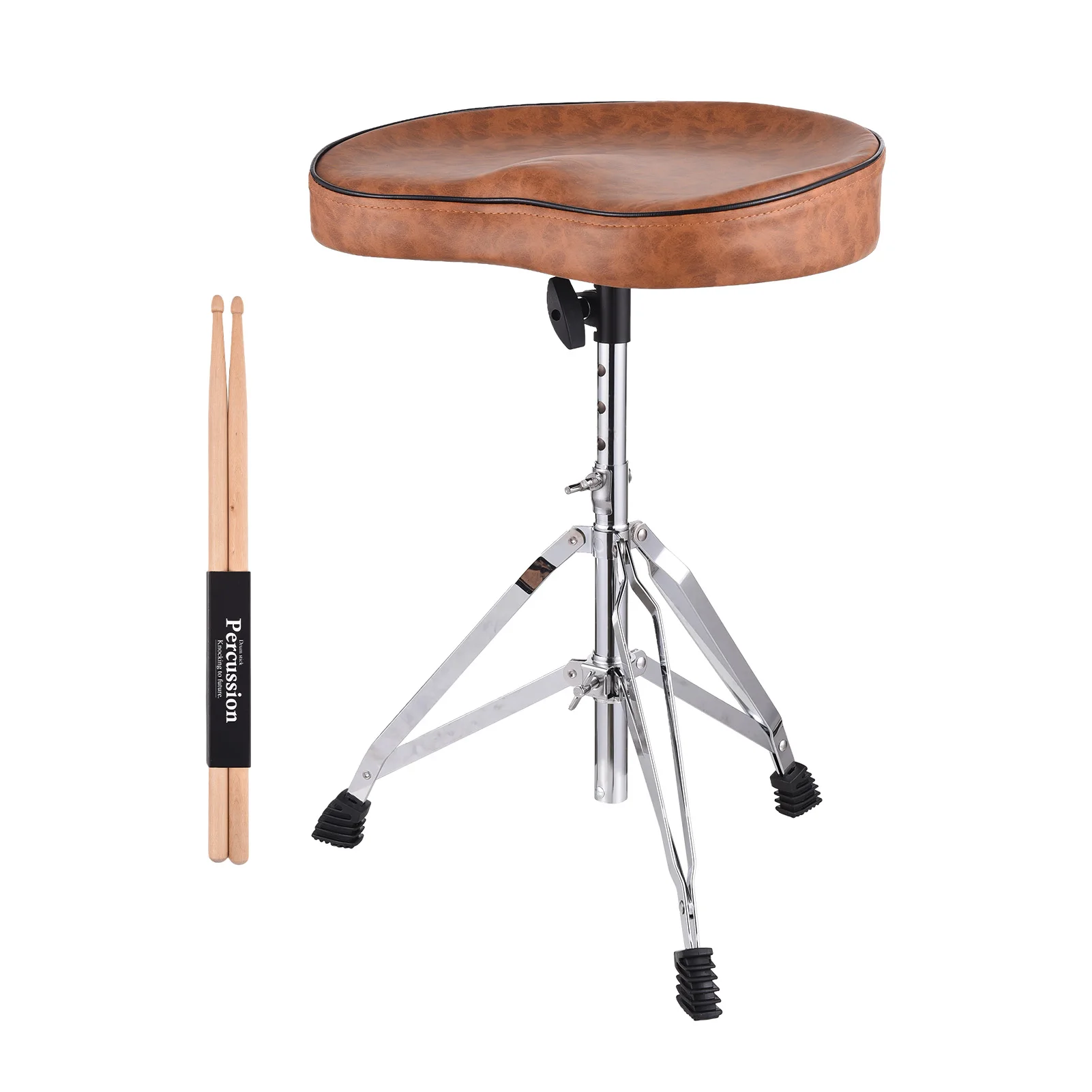 

Drum Throne Seat Universal Padded Drum Height Rotatable Adjustable Padded Drum Chair Non-Slip Rubber Feet with Drumsticks