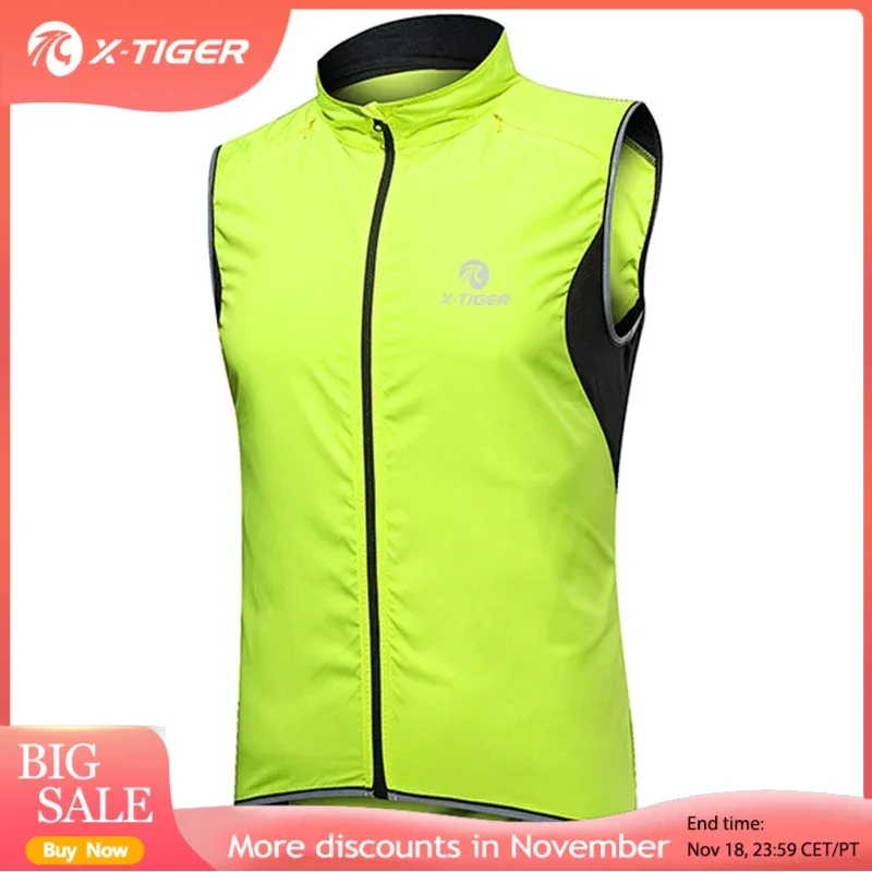 X-TIGER Windproof Cycling Vest Rainproof Sleeveless Reflective Safety Vest MTB Bike Jacket Outdoor Sport Quick-Dry Rain Jacket