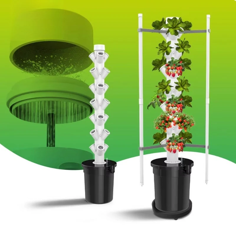 

Vertical 21 28 Pots Hydroponics Tower Set 7 Layer Hydroponic Tower Growing Garden System Outdoor Indoor With Light