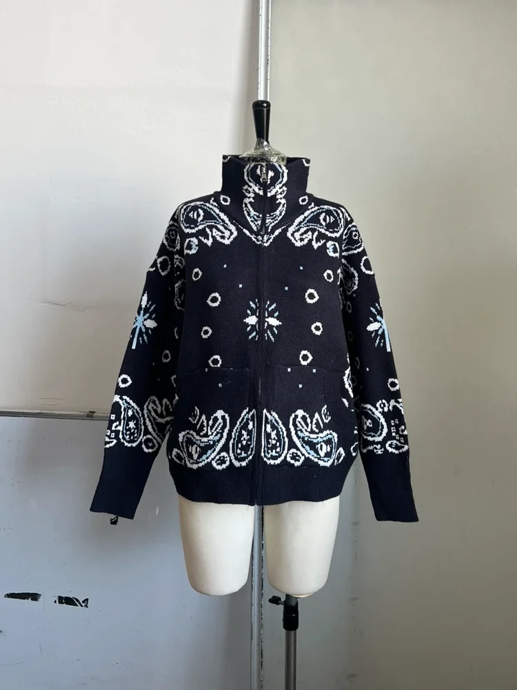 Retro-Pullover-Cardigans, Trend, klassisch, vielseitig, bedruckt, Damen-Strickjacke, Herbst, Lady Street Chic Wear – Detail 2