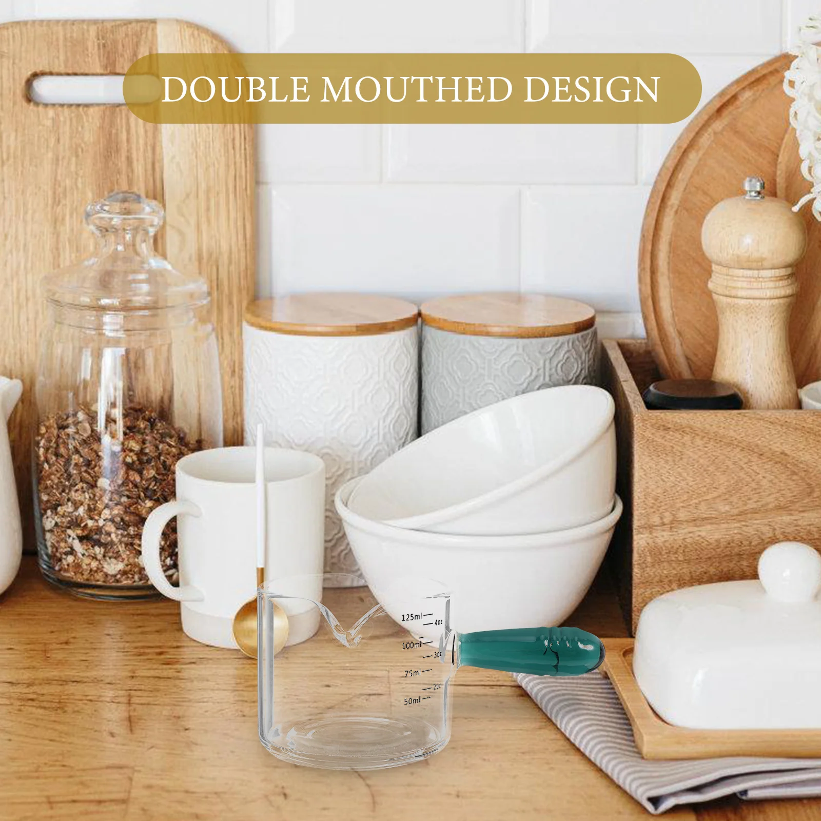 

Coffee Measuring Cup with Handle Measurement Espresso Glass Spout Machine Cups Double Spouts