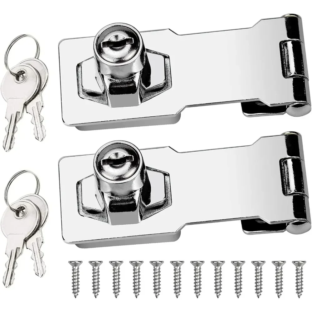 For Key Lock Buckle 2 Pcs, 90 Degree Buckle Lock Rotary Knob Metal Lock with Key for Doors, Cabinets, Drawers, Boxes, Furniture