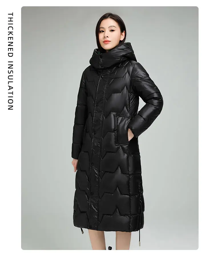 Female Long Down cotton Jacket 2026 Autumn Winter New Fashion Thicken Hooded Coat Women's Windproof Puffer Long Parka Overcoat
