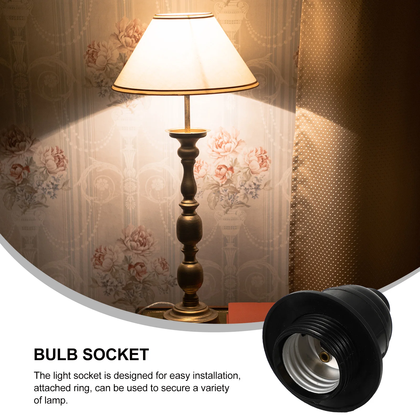 

3pcs E26 Lamp Socket Black Keyless Replacement Bulb Holder Old Fashioned Durable Heat Resistant Compact Size Long Term Use