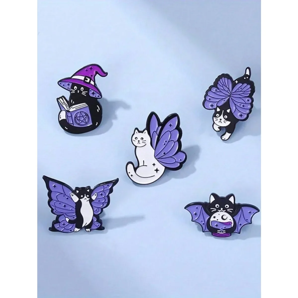 Black Cat Brooch Dark Wind Magic Purple Cat Badge for Boys and Girls Universal Fashion Alloy Brooch Clothes Backpack Accessories