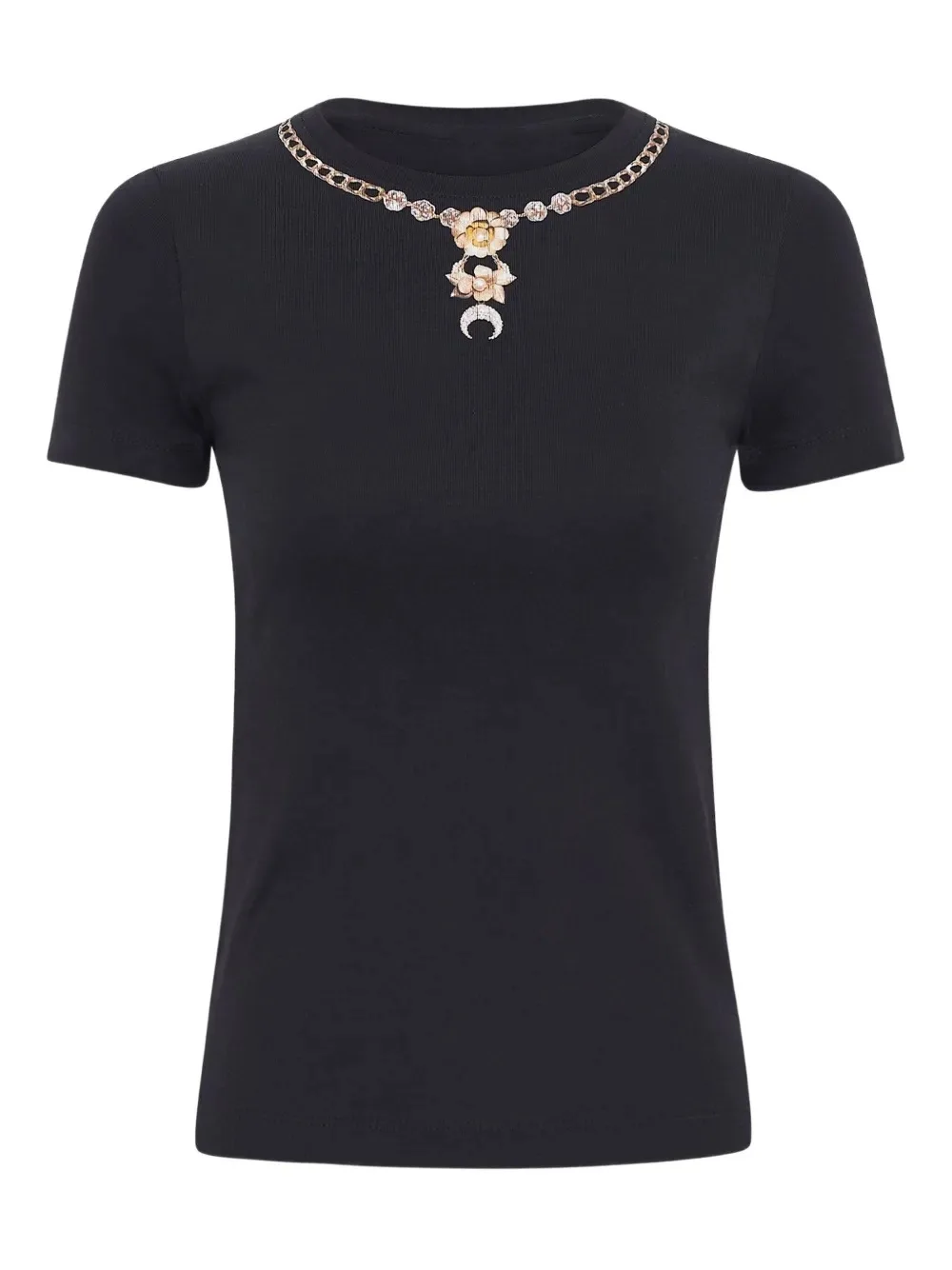 Moon Printed Necklace T Shirt Women Round Neck Short Sleeve Loose Breathable Casual Versatile Spring Fashion Tops