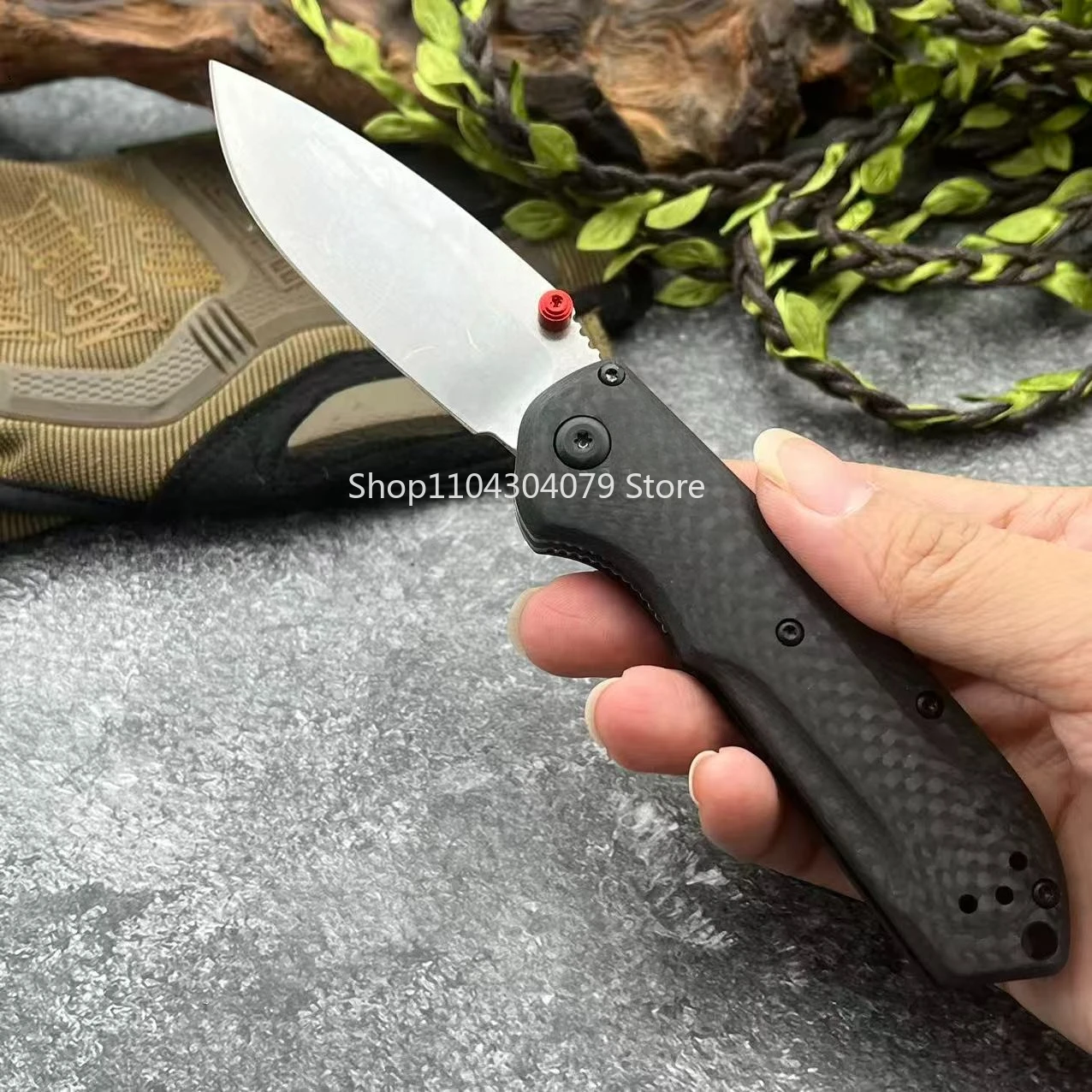 EDC Satin Plain Blade Flipper Knife Hunting Combat 565-1 Outdoor Folding Pocket Knife Carbon Fiber Handle Tactical Multitools