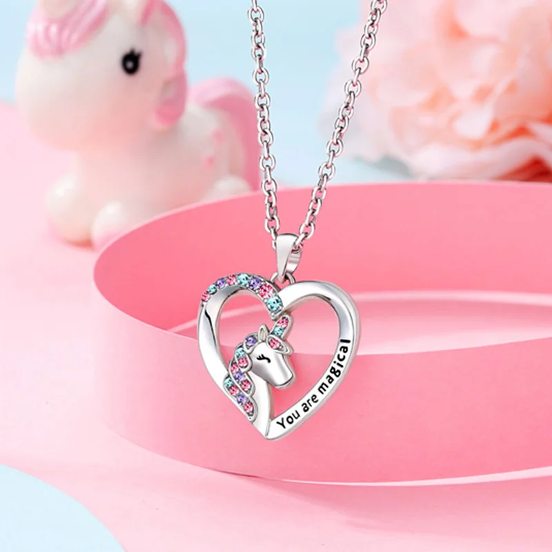 Cute First Day Of Kindergarten Unicorn Necklace For Girls Boys Kids Jewelry Back To School Gifts