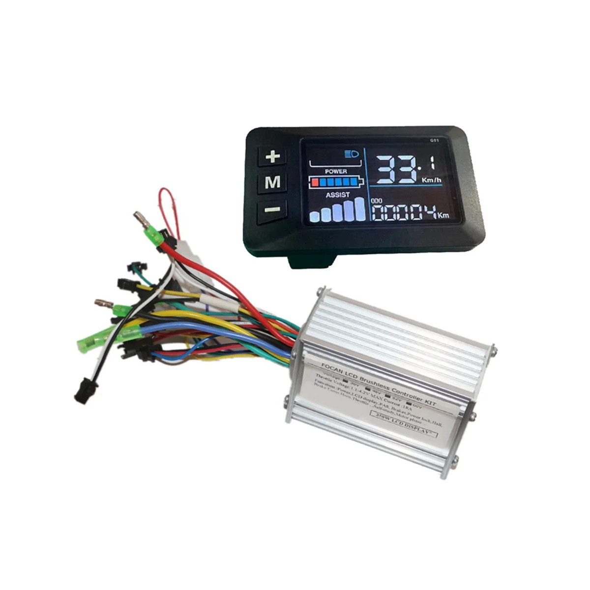 

36V 48V 52V 60V 350W 18A Motor Controller Electric Bicycle Controller SM Connector G51 LCD Display Speedometer