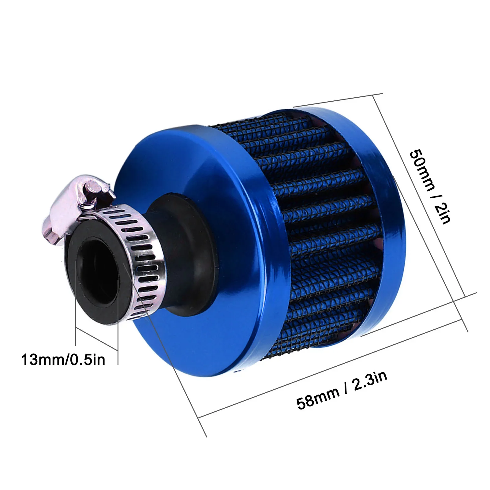 13mm/0.5in Mini Air Intake Filter Vent Crankcase Breather Universal Car Accessory Noire