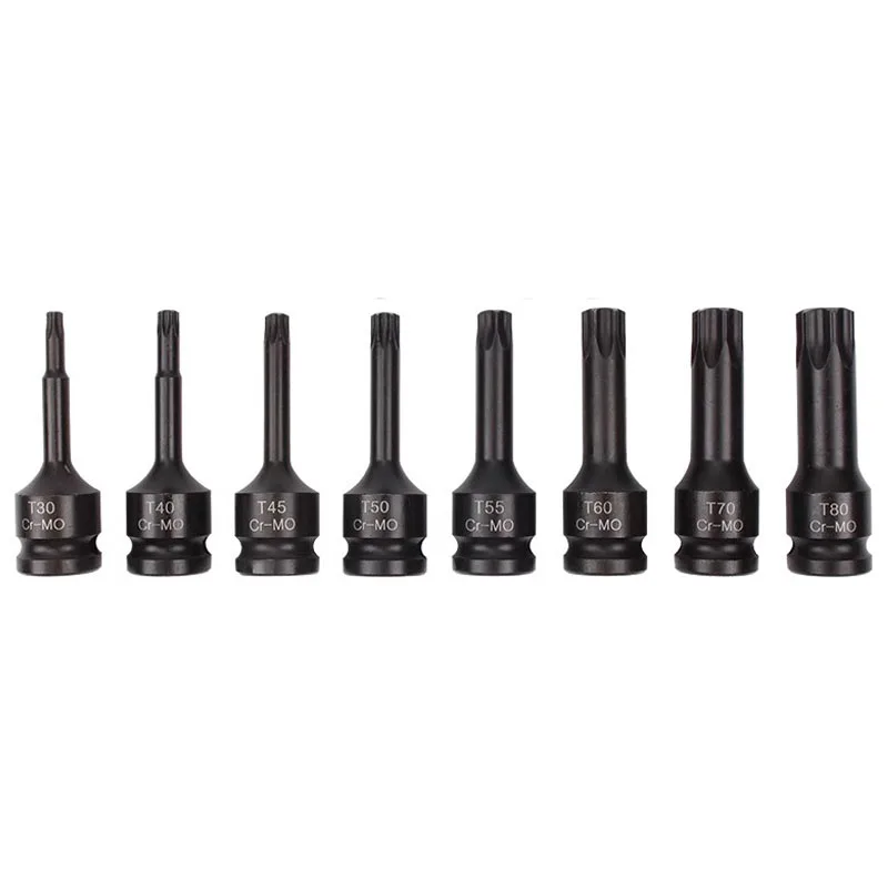 1pcs Torx Impact Socket Bits 1/2 Inch Drive Socket Adapter Screwdriver Bits T20 T25 T27 T30 T35 T40 T45 T50 T55 T60 T70 T80 T100