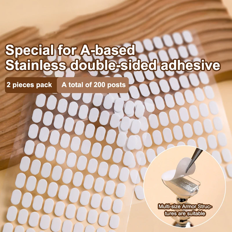 200 uds/2 hojas de cinta adhesiva de doble cara para uñas postizas, soporte de exhibición, herramientas, tira adhesiva para manicura, exhibición de uñas sin rastro