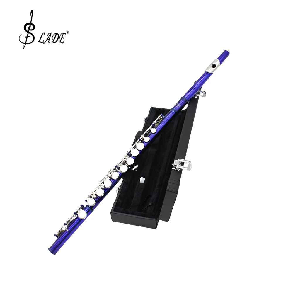 SLADE C Key Flute Instrument Professional 16 Holes Closed Open Flute Closed Key Cupronickel Tube Flute with Box Cleaning Cloth