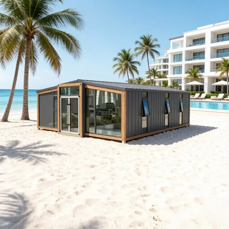 20ft Portable Prefab Beach Cabin Container House DIY Modular Tiny Home with Bathroom for Summer Living