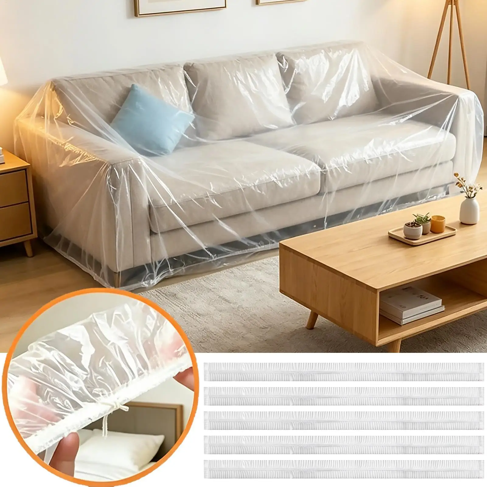 Furniture Covers For Storage 5 Pieces Transparent Furniture Wrap Protector Stretchable Sofa Protector For Couch Sofa Table Chair