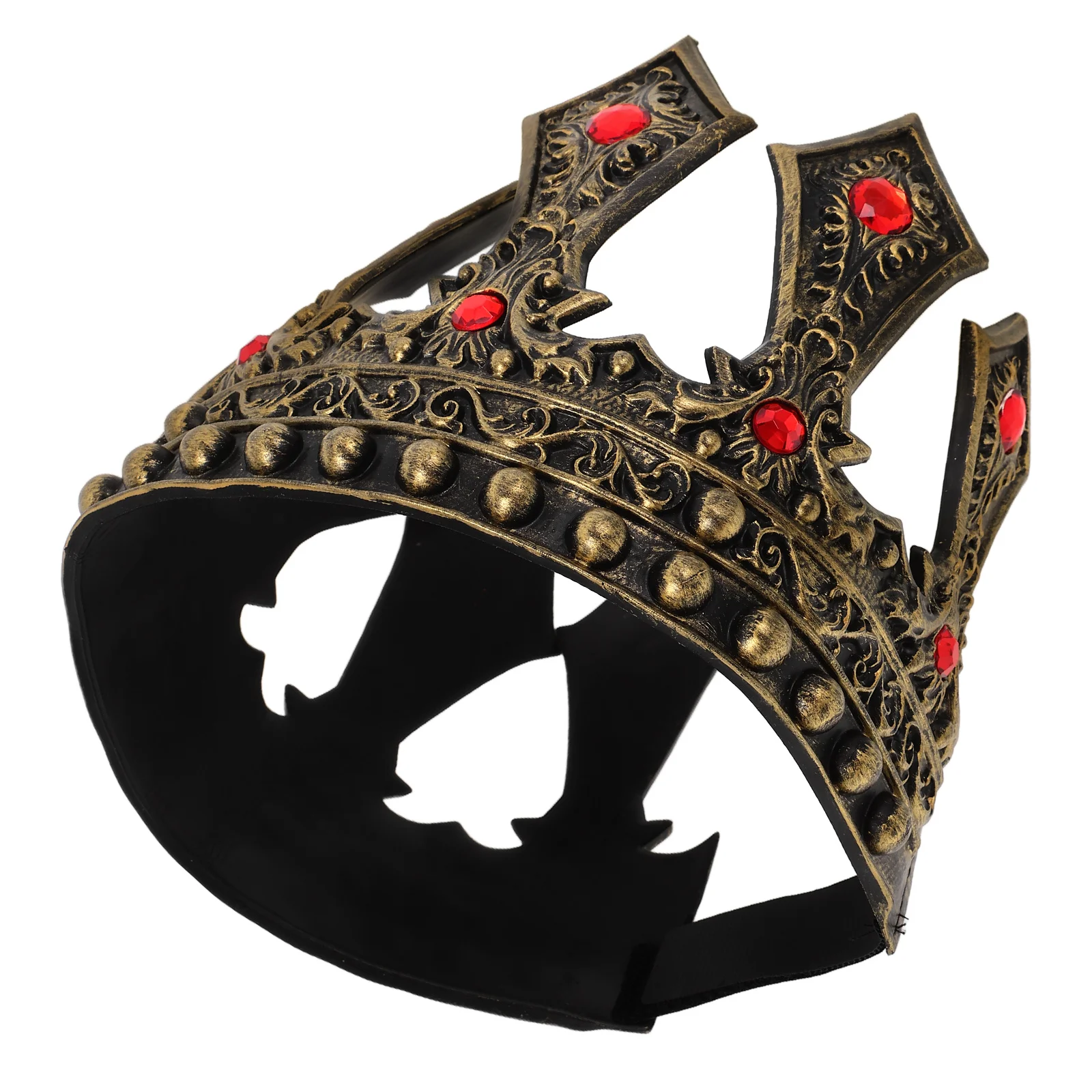 

Rhinestone Royal King Crown Adjustable Fit Medieval Prince Costume Birthday Party Cosplay Accessory Crown for Boys