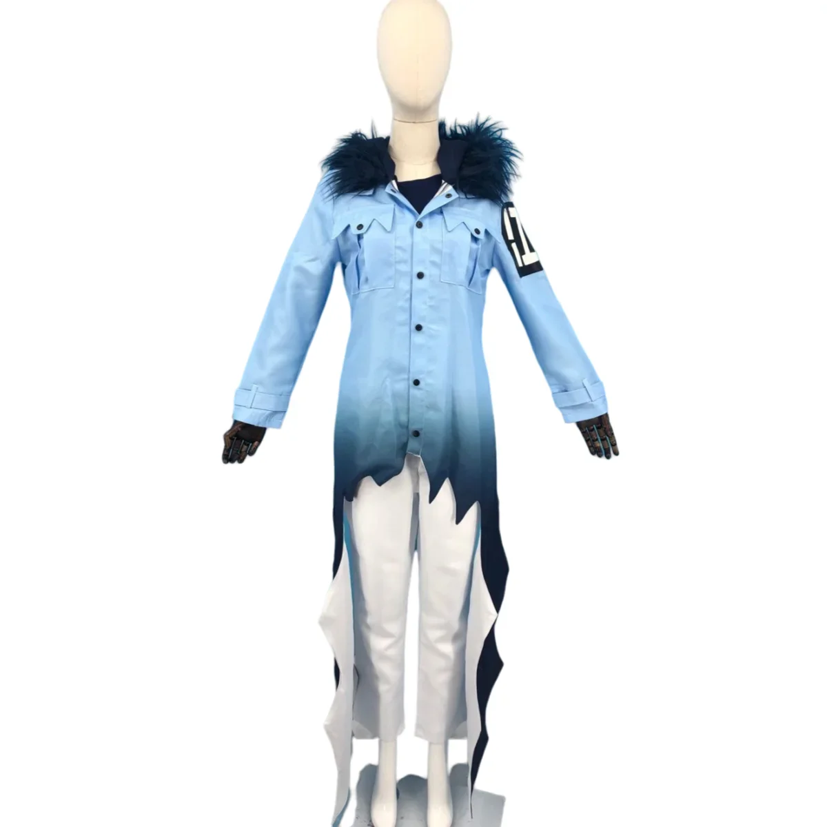 FasCostume أنيمي Servamp نعسان الرماد تأثيري حلي مصاص دماء القطة السوداء الصغيرة شعر مستعار معطف أزرق موحدة كامل رجل امرأة هالوين البدلة