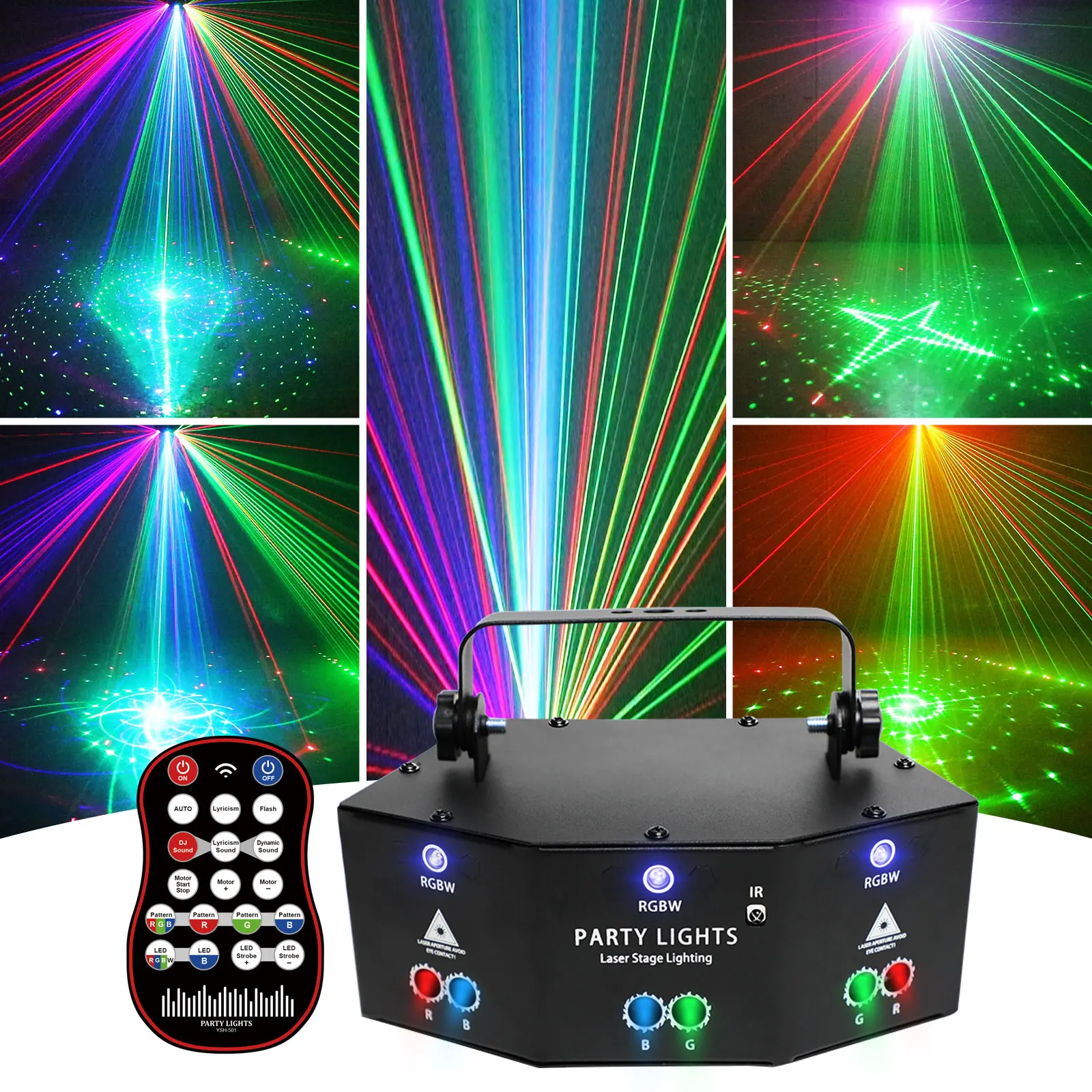 YSH 2025 Manufacture New 9 Eyes Remote Control Stage LED Laser Projector Dj Equitment for Clubs