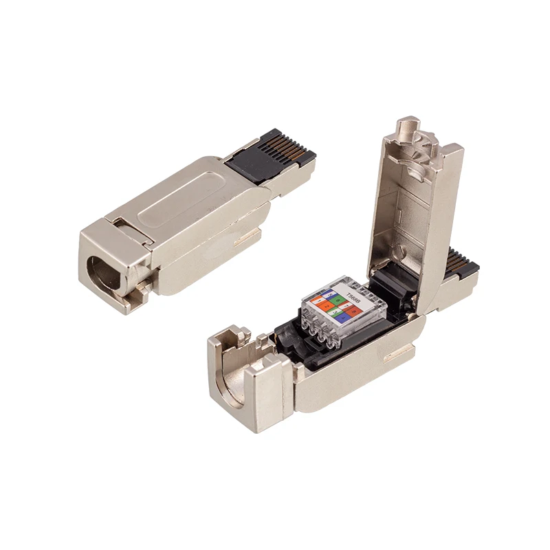 Spina a connessione rapida dati RJ45 diritta 4pin 8pin connettore RJ45 Ethernet dritto in metallo industriale spina CAT5E CAT6A Profinet RJ45