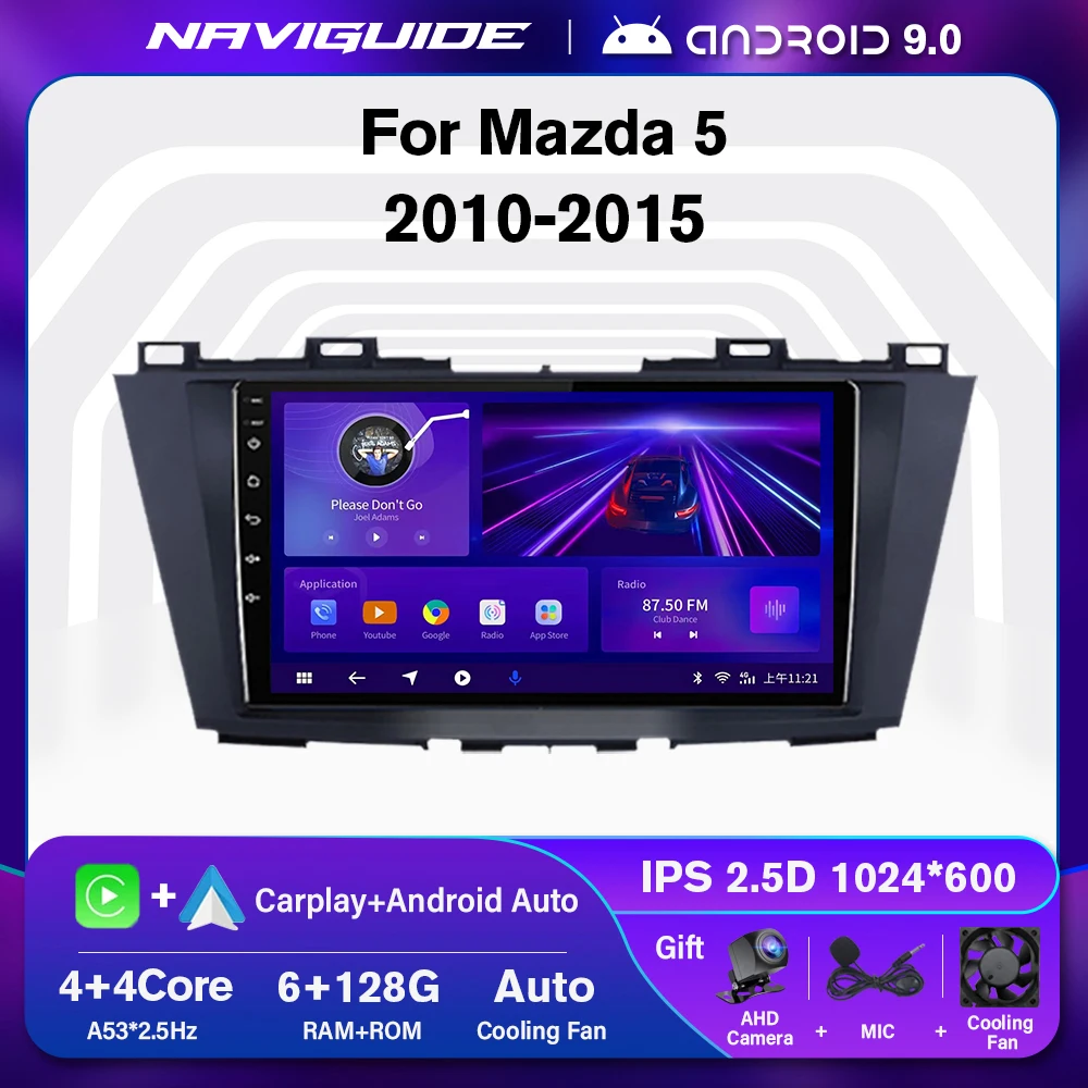 

NAVIGUIDE P1 6+128G For Mazda 5 3 CW 2010-15 Car Radio Multimedia Video Player Navigation GPS Android No 2din 2 din DVD Carplay