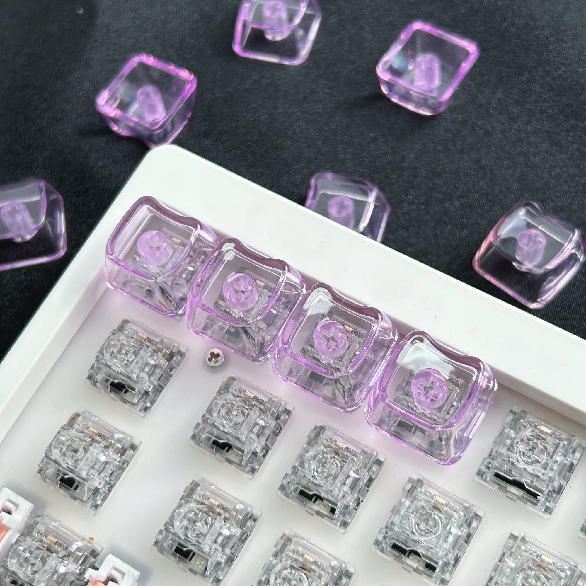 MAIMOOO Transparent Cat Head Keycap 4pcs MAO Profile 1U Blank No Engraved PC Cat Shaped Cute Keycaps DIY Mechanical Keyboard