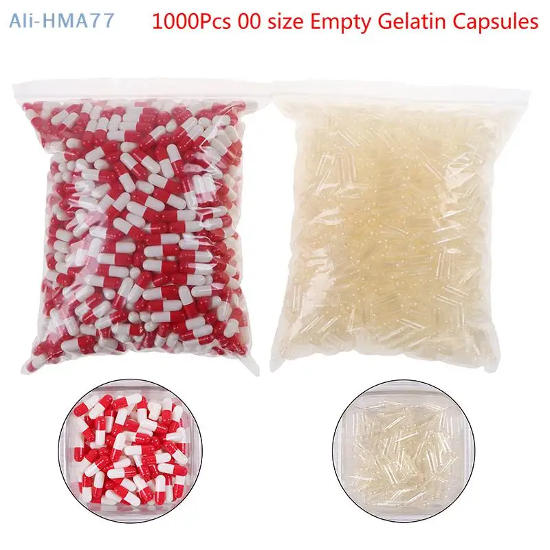 1000Pcs Empty Hard Vacant Gelatin Capsule Size 00# Gel Medicine Pill Vitamin