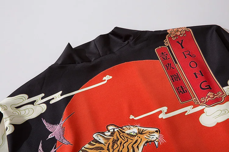 Grafika z tygrysem luźny japoński sweter kobiety mężczyźni Harajuku Kimono topy Cosplay bluzka Yukata odzież bluzka Haori azjatyckie ubrania