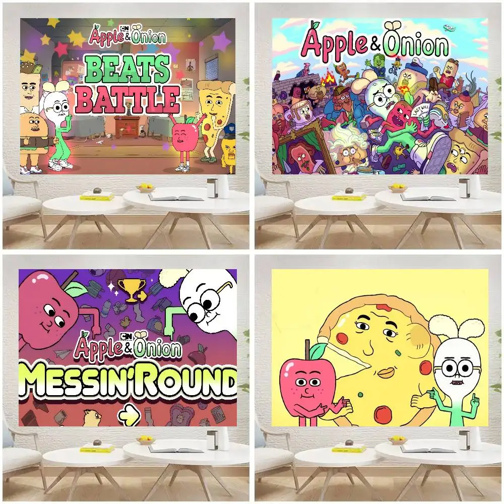 Fondo de fotografía de anime, comedia y comida, A-Apple And Onion, conejito, huevos de Pascua, tabla de madera, decoración para fiestas de cumpleaños infantiles