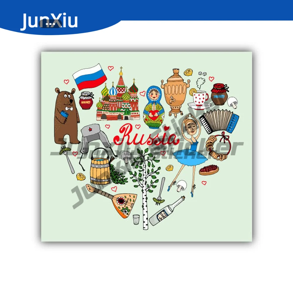 

I Love Russia Heart Sticker Travel Car Bumper Waterproof Decal Styling Accessories Suv Tents Outdoor Camping Car Advebture Stick