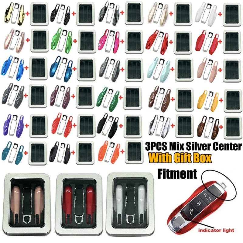 Mix Silver Center Car Smart Remote Key Case Cover with Box For Porsche Panamera Spyder Carrera Macan Boxster Cayman Cayenne 911