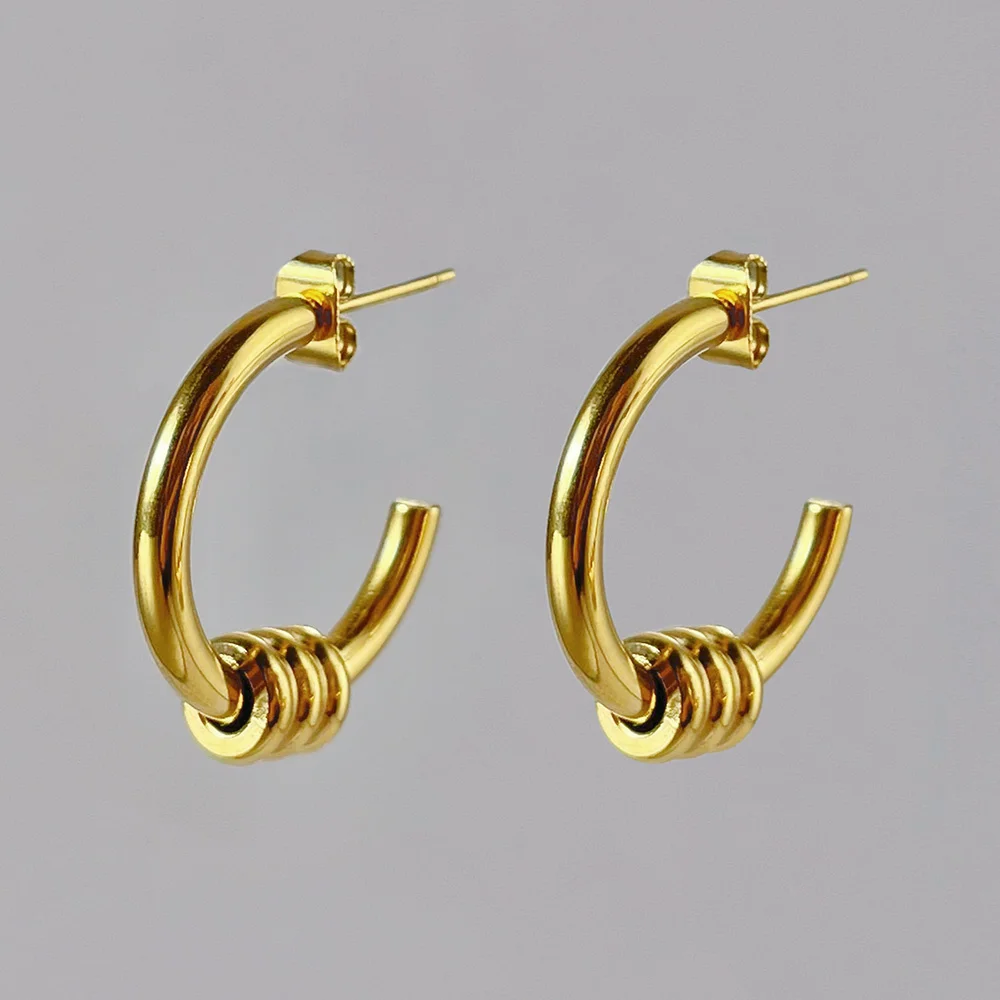 ENFASHION C Shape Earrings For Women Gold Color Stud Earring Stainless Steel Gift Fashion Jewelry Boucle Oreille Femme E211342