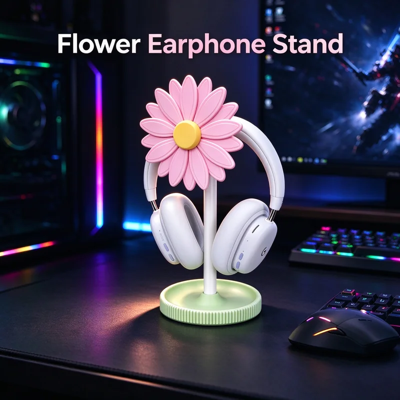 Daisy Universal Headset Earphone Stand Desktop Storage Stand Cute Choice Multiple Colors Desktop Decorative Accessories Girl Gif