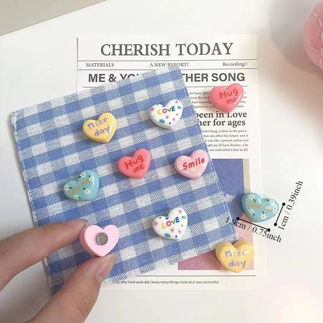 5/10pcs English letter heart-shaped refrigerator magnets suitable for refrigerator, office, home, whiteboard decoration