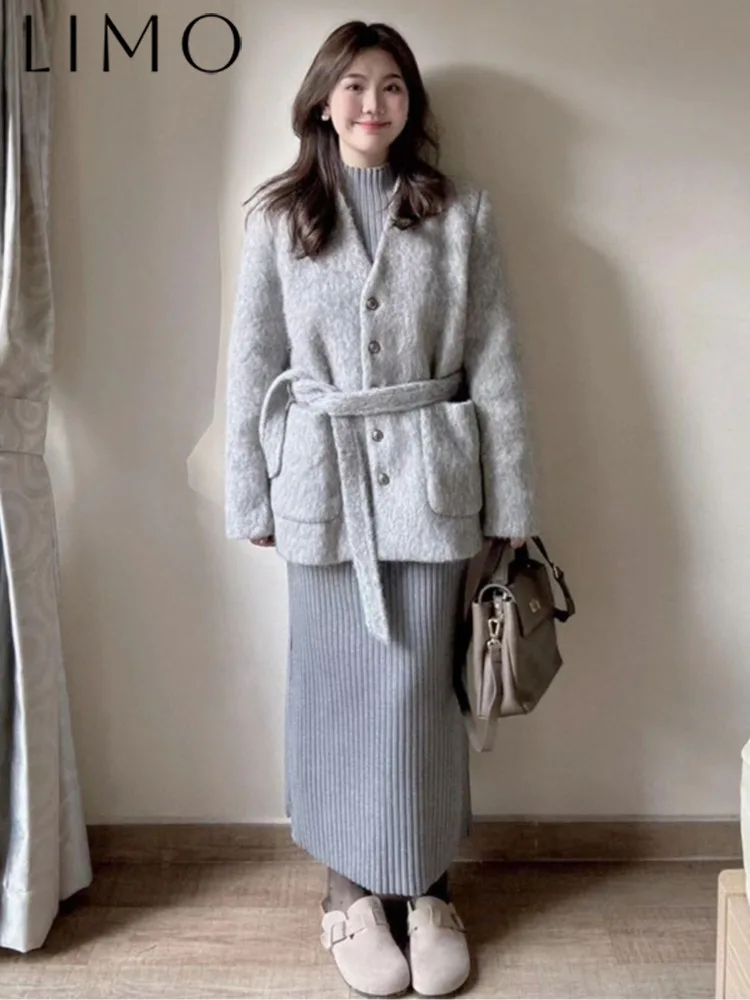 

LIMO женское винтажное полушерстяное пальто на пуговицах спереди, легко носить, осенне-зимняя повседневная одежда