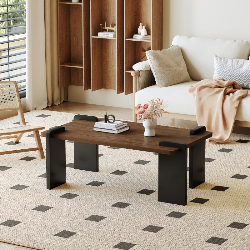 

Walnut-colored MDF Coffee Table Suitable For Modern Minimalist Living Rooms And Leisure Areas With Product Dimensions Of