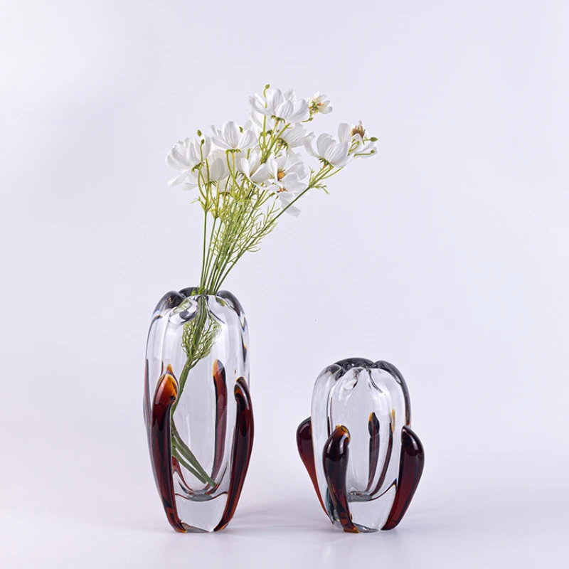 

Light luxury glass vase, creative art flower ornament with dried flower hydroponic dining table