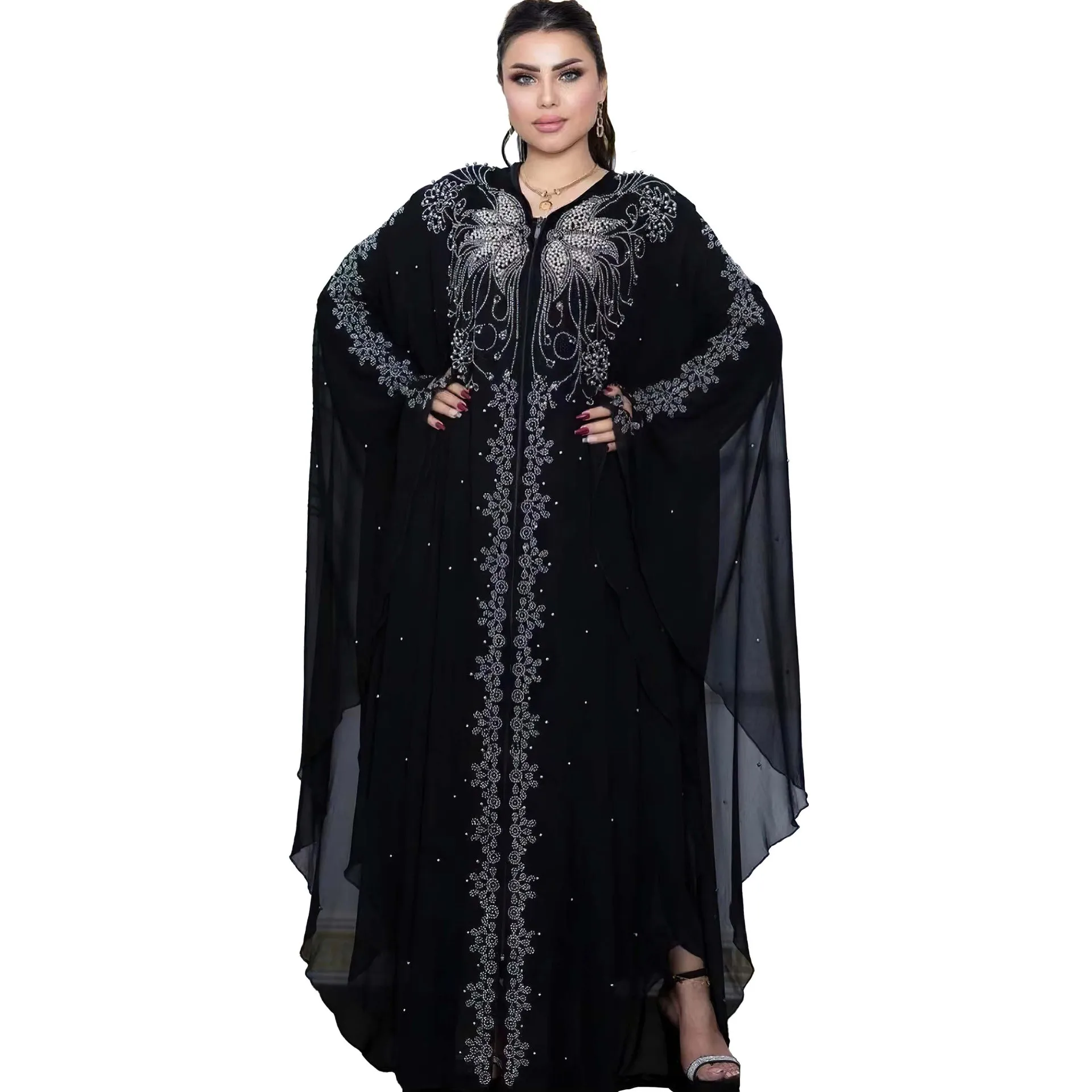 

African Dresses for Women Spring Summer African Women V-neck Polyester Gold Silver Long Dress Maxi Dress Muslim Fashion Abaya