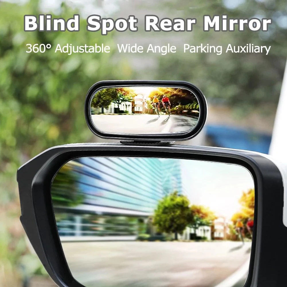 Side-View Mirror 360 Wide Angle Blind Spot Mirror Side View Mirror 4.92x1.97 Inch ABS Glass Black White Silver