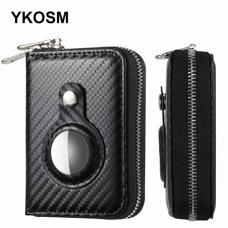 

YKOSM Accordion Design Airtag Card Bag Business RFID Blocking ID Credit Card Holder Anti-lost Men Women Zipper Coin Purse