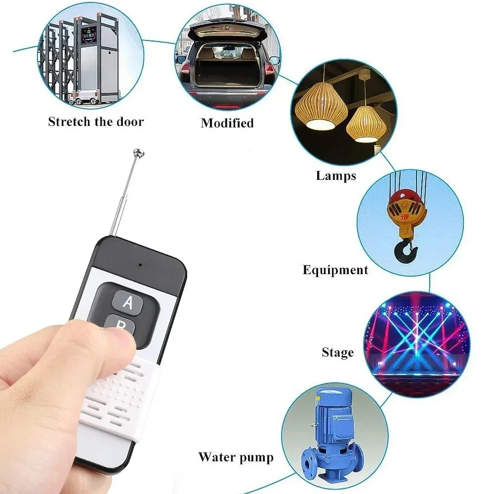 RF 433Mhz Wireless Remote Control Switch 30A DC 12V 72V High Power 1000 Meters Relay Receiver for Electric Device Light