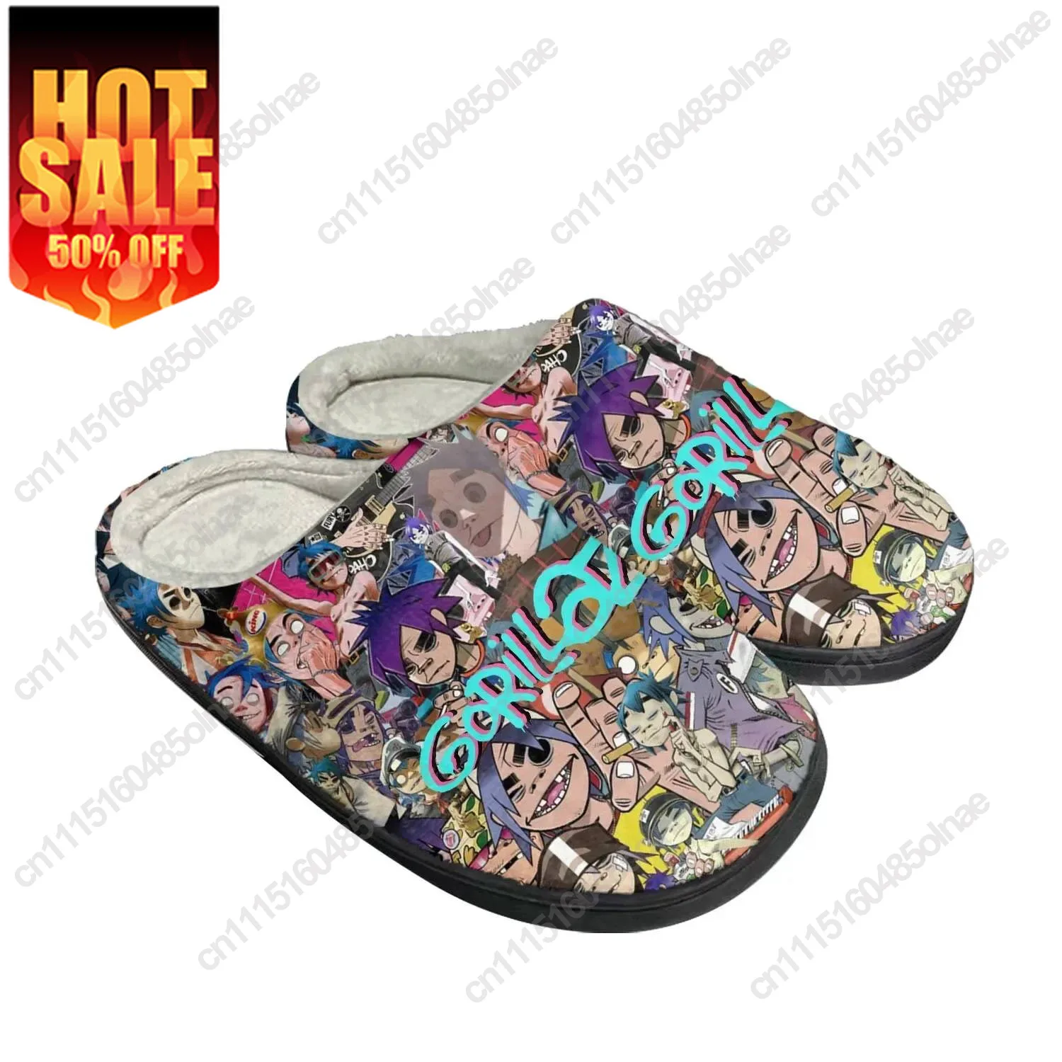Gorillaz Home Cotton Slippers High Quality Mens Womens Youth Boy Girl Plush Bedroom Keep Warm Shoes Customized Thermal Slipper
