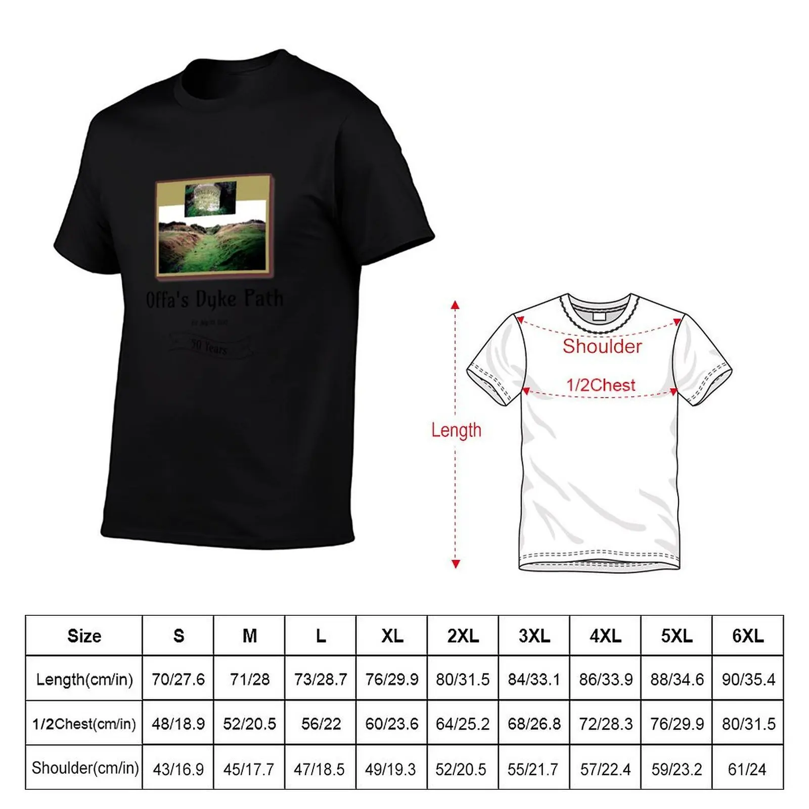 Offa's Dyke Path - 50 Year Anniversary T-Shirt anime clothes topping t shirt men 100℅ cotton